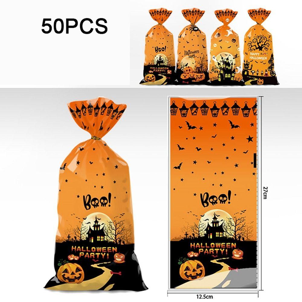 

50pcs OPP Sugar Cookies Bag Kids Favors Gift Wrapping Bag New Halloween Candy Bag Halloween Style 2