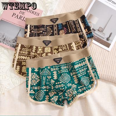 3 Stück Herrenunterwäsche Herren Atmungsaktive Vierkant-Hose Trend Amerikanisch Retro Ethnisch Flache Vierkant-Hose Boxer Brief