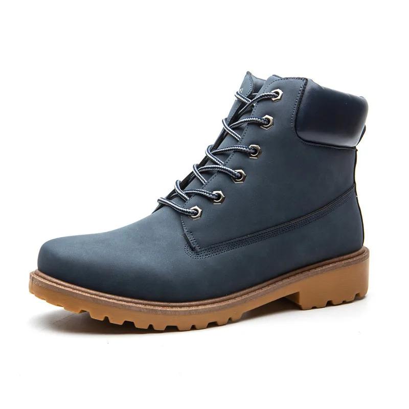 Large Size 46 Casual Work Shoes British Pink Lace-up Short Boots Couple Model Non-slip Sneakers Fashion High Top Leather Boots