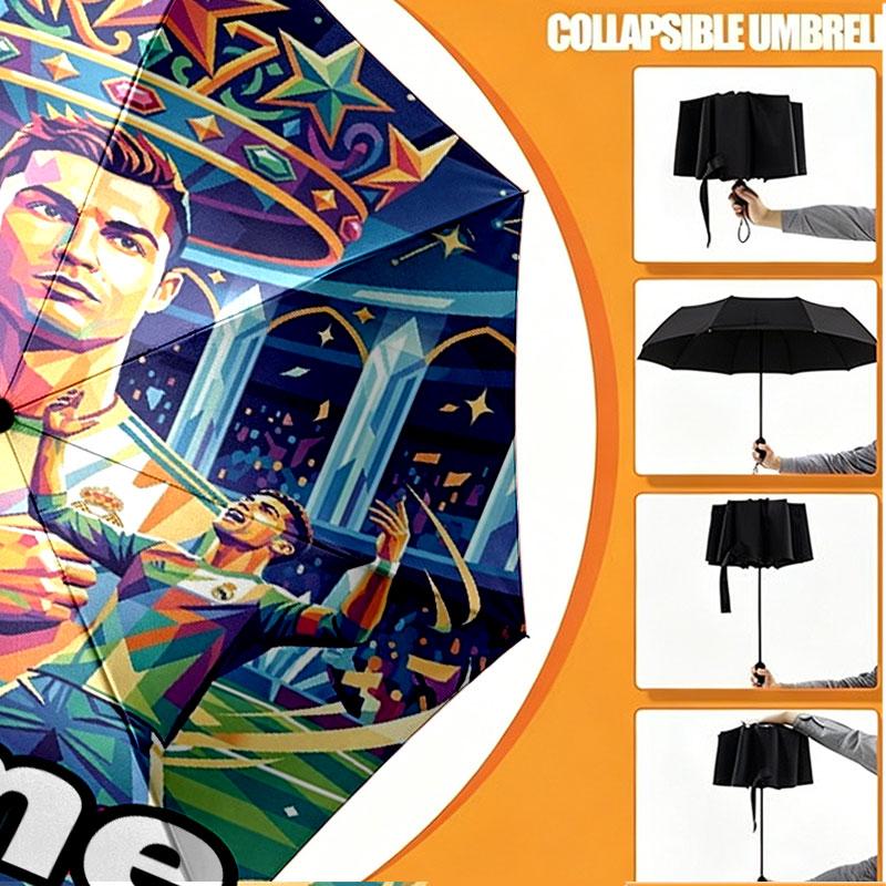 Parapluie Personnalisé Nom Cristiano Ronaldo Imprimé, Ouverture/Fermeture Automatique, Structure Robuste à 8 Baleines, Utilisation Quotidienne Camping Randonnée, Cadeau d'Anniversaire