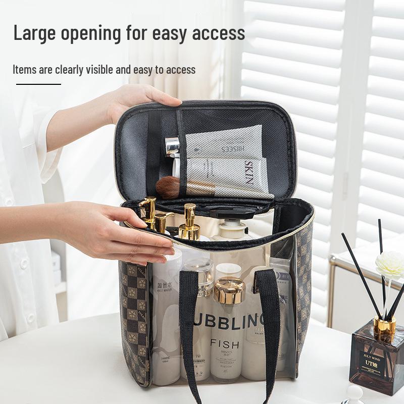 Large Capacity Waterproof PU Transparent Cosmetic & Toiletry Bag for Travel and Swimming