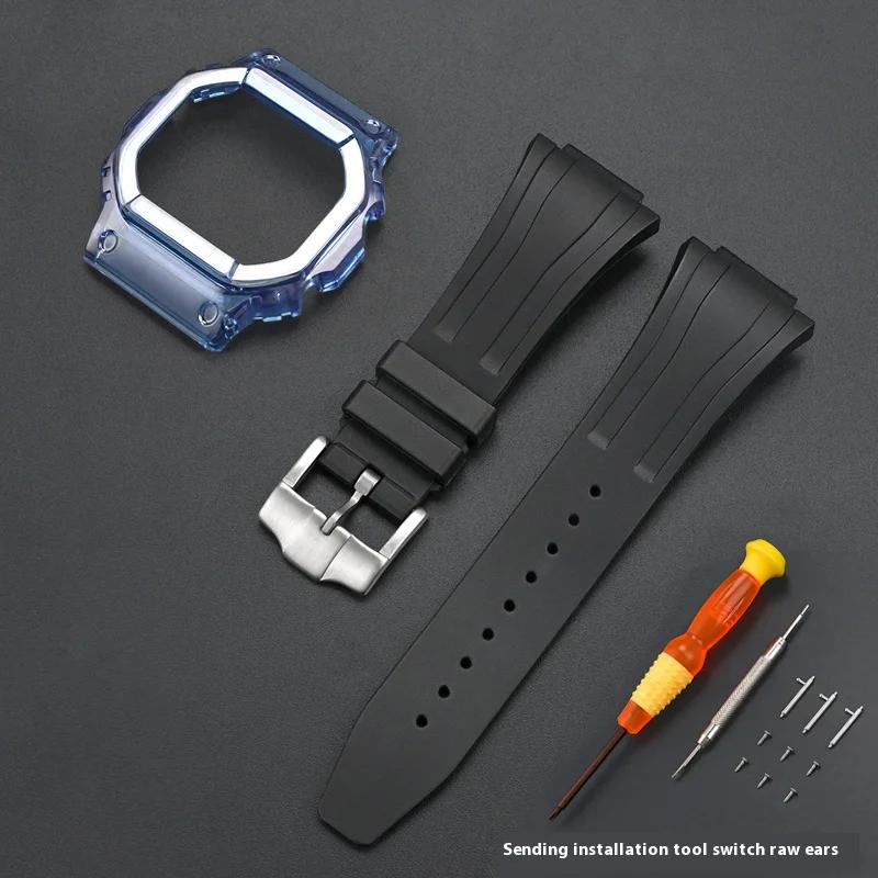 

Захисний чохол + ремінець для Casio G-Shock DW-5600 5025 DW-5000 GW-M5610 GW-5600 GLX-5600 Силіконова гумова стрічка для годинника Аксесуари 5610 series