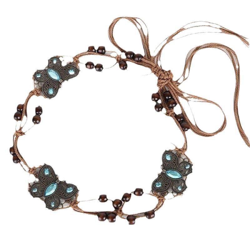 Bohemian Belt, Hand-woven Belt, Ethnic Style Turquoise Waist Chain, Retro European and American Belt