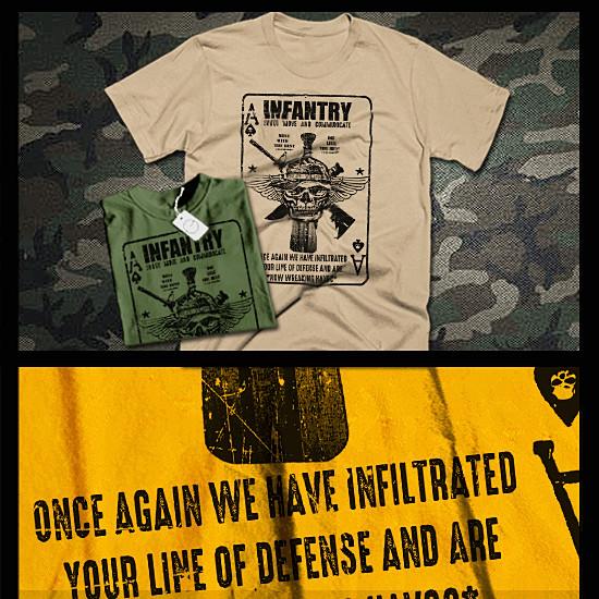 

Combat t-shirt military Infantryman Machine Gunner Infiltrate your defense tee 2XL