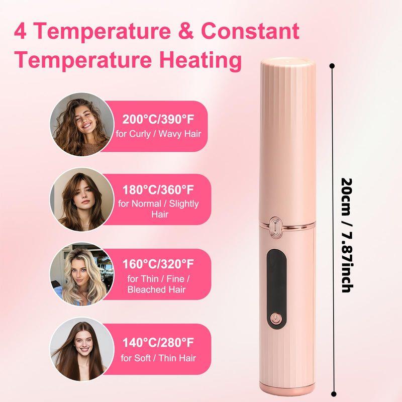 Cordless Hair Straightener Brush Portable Hot Brush with Ionic Technology Auto Shut-Off for Travel & Touch-Ups Ideal for Women