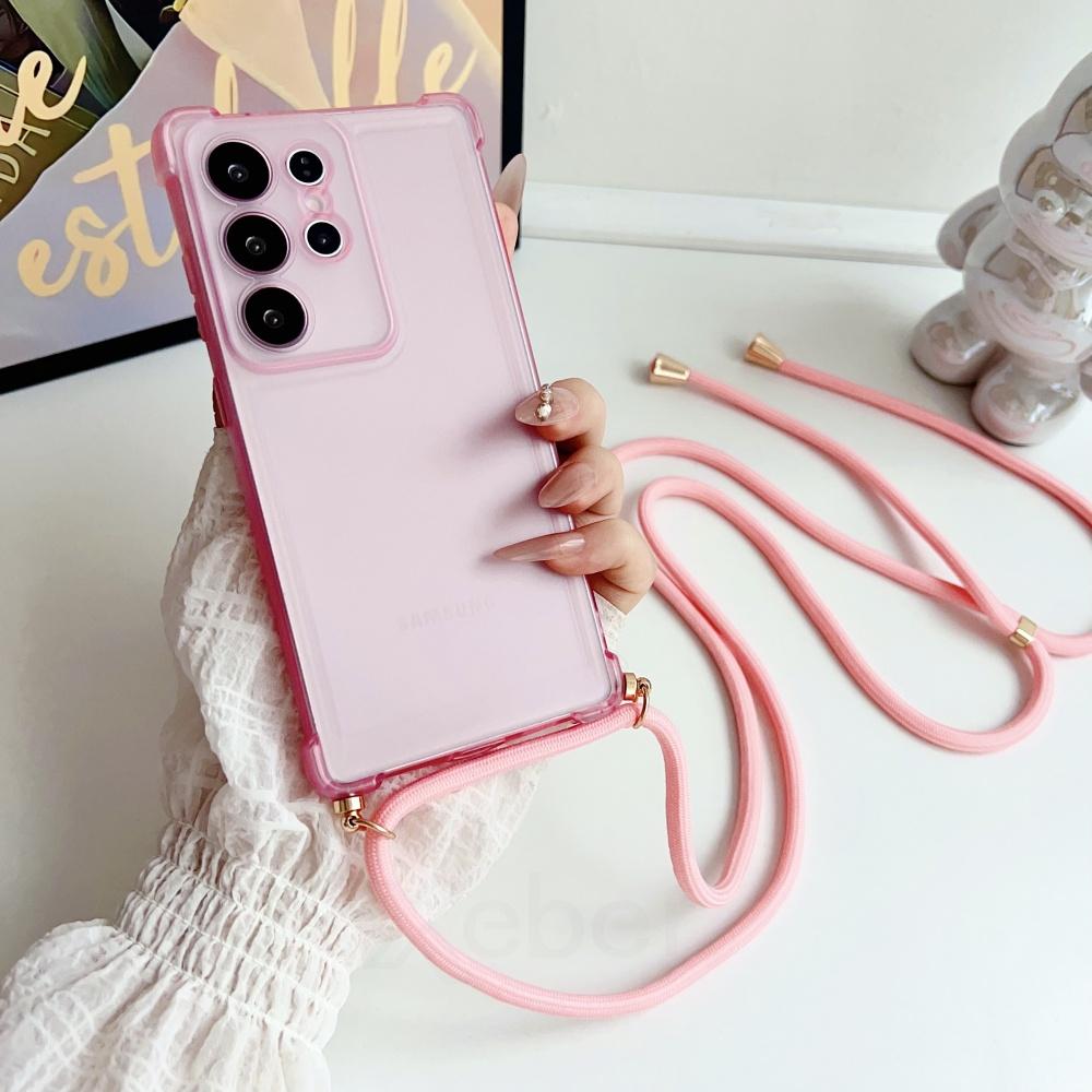 Crossbody Lanyard Matte Magnetic Case For Sasmung S25 Ultra S23 Plus S24 FE For Magsafe Wireless Charging Necklace Cord Cover