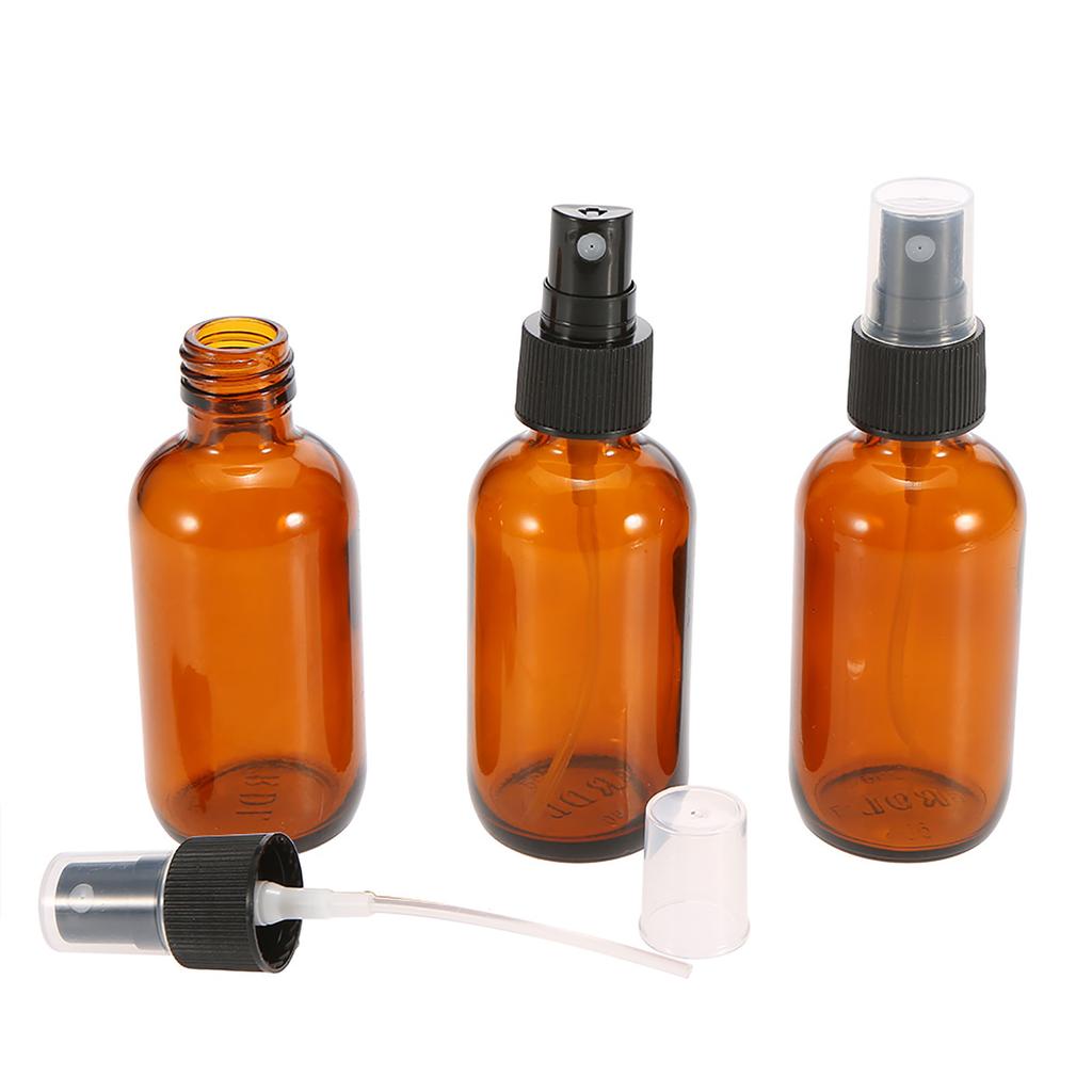 Amber Glass Spray Bottle Black Fine Mist Sprayer 50ml Pack of 3 Essential Oil Chemical Perfume Atomizer Container