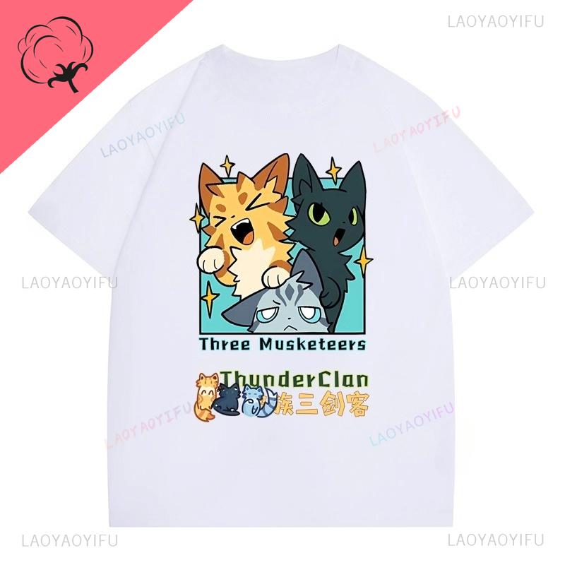 Neuer Stil Warrior Cats T-Shirt Heißer Verkauf Katzenliebhaber Tee Kurzarm Baumwolle Rundhalsausschnitt Kawaii Beliebte Y2k Kleidung Unisex Oberteile