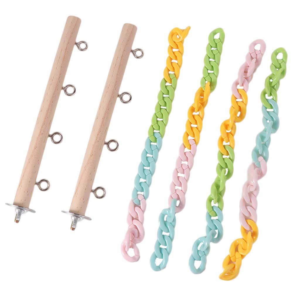 Colorful Chains Mice Rope Swing Stand Chew-Proof Natural Wood Climbers  Small Animal
