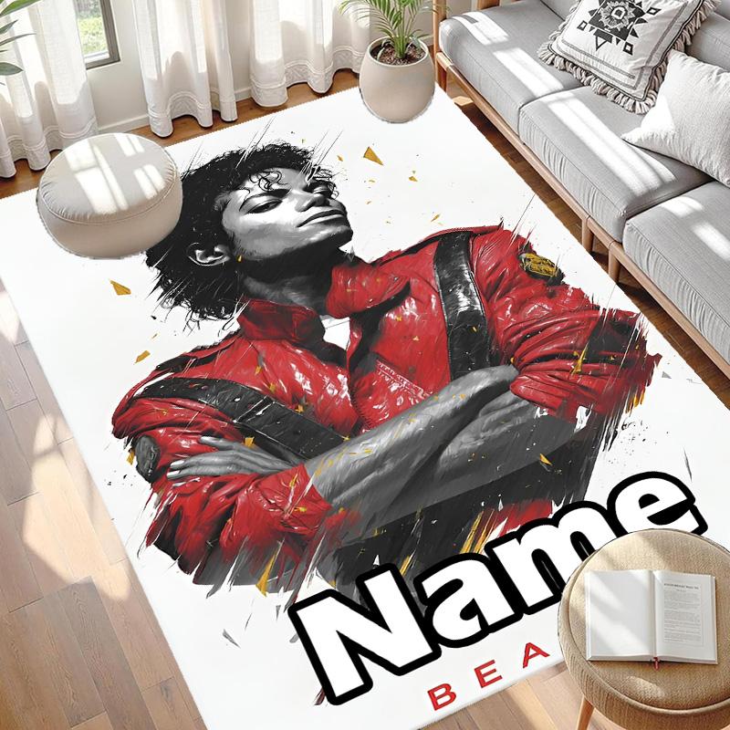 Custom Name Personalized Michael Jackson Print Carpet, Versatile Home Decor Rug, for Playroom, Apartment, Balcony, Entryway, Hallway Gift