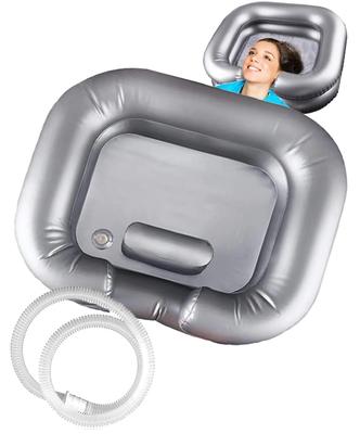 S.fields.inc Shampoo Station, Hair Washing Unit, Caregiving Shower, Home Use, Bedside Use, with Pillow Stand and Drain Hose, Air-Powered, PVC (Silver)