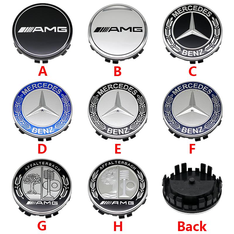 4Pcs 75MM Floating Wheel Center Caps Hubcaps for Mercedes Benz C E A B S Class GLE GLA GLB GLC GLS AMG W203 W204 W205 W176 W177