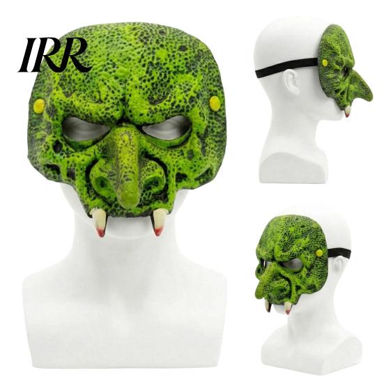 Masque Texturé Reptile Détaillé Vieille Sorcière Halloween pour Adultes, Mousse Verte Horreur Demi-Masque Accessoire Cosplay Mascarade Fête, Costume, Carnaval