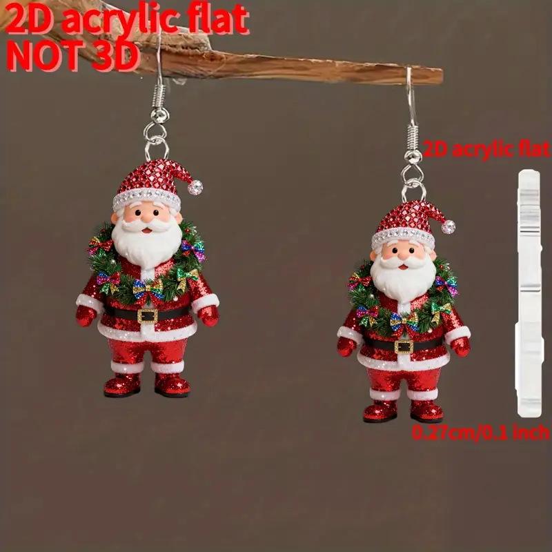 Santa Claus Acrylic Earrings - Cartoon Christmas Decorations