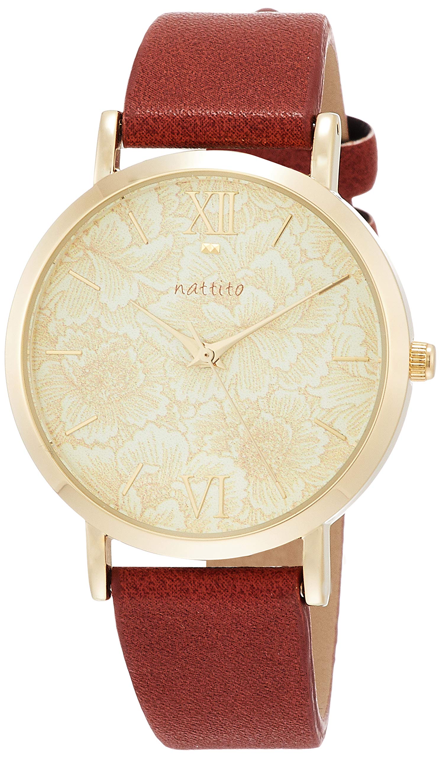 

Fieldwork Analog Fender Diameter Leather Floral Cream x [Fieldwork] Watch, 34mm, Strap, Pattern, Brown, FSC138-3, Women s