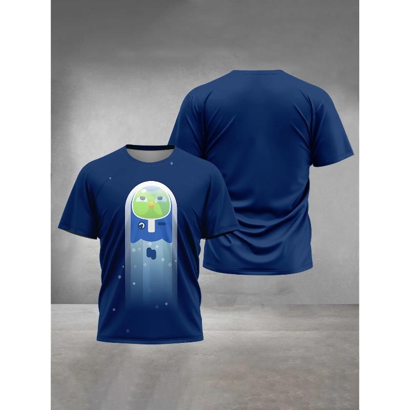 3D-gedruckte Herrenbekleidung Herren Damen Allgemeine Outdoor-Bekleidung Geeignet für Cartoon Duolingo Herren Bequemes T-Shirt Oberteile