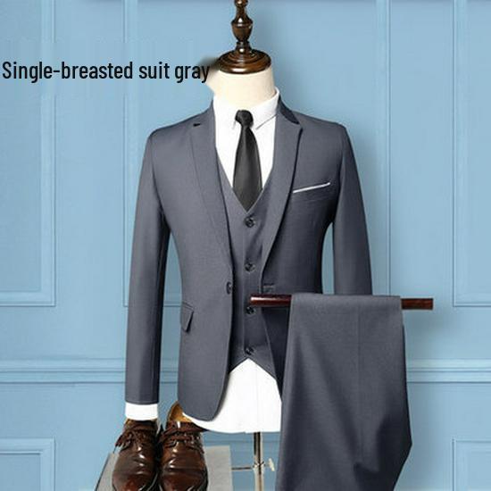 Men's Korean Style Business Suit: Three-Piece Trendy Casual Groomsmen Outfit