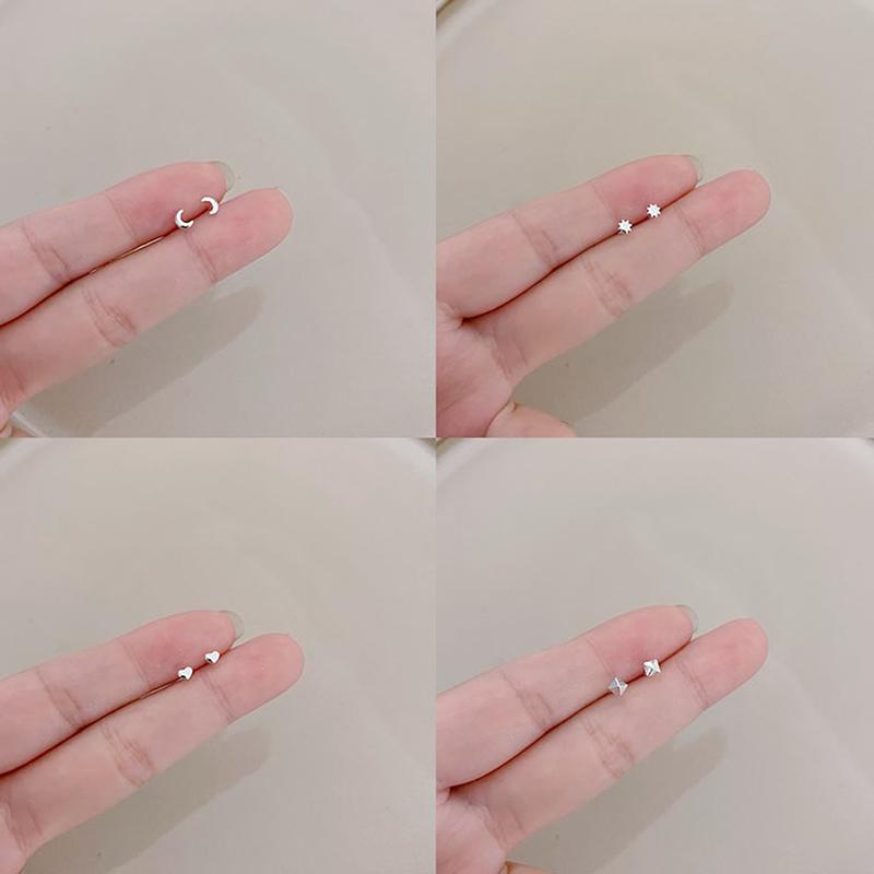 Jednoduché mini náušnice pro ženy srdíčko hvězda měsíc napichovací náušnice Party šperky