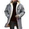 Men's Solid Color Button Pocket Work Wear Plus Leather Jacket Men's Casual Long Coat
