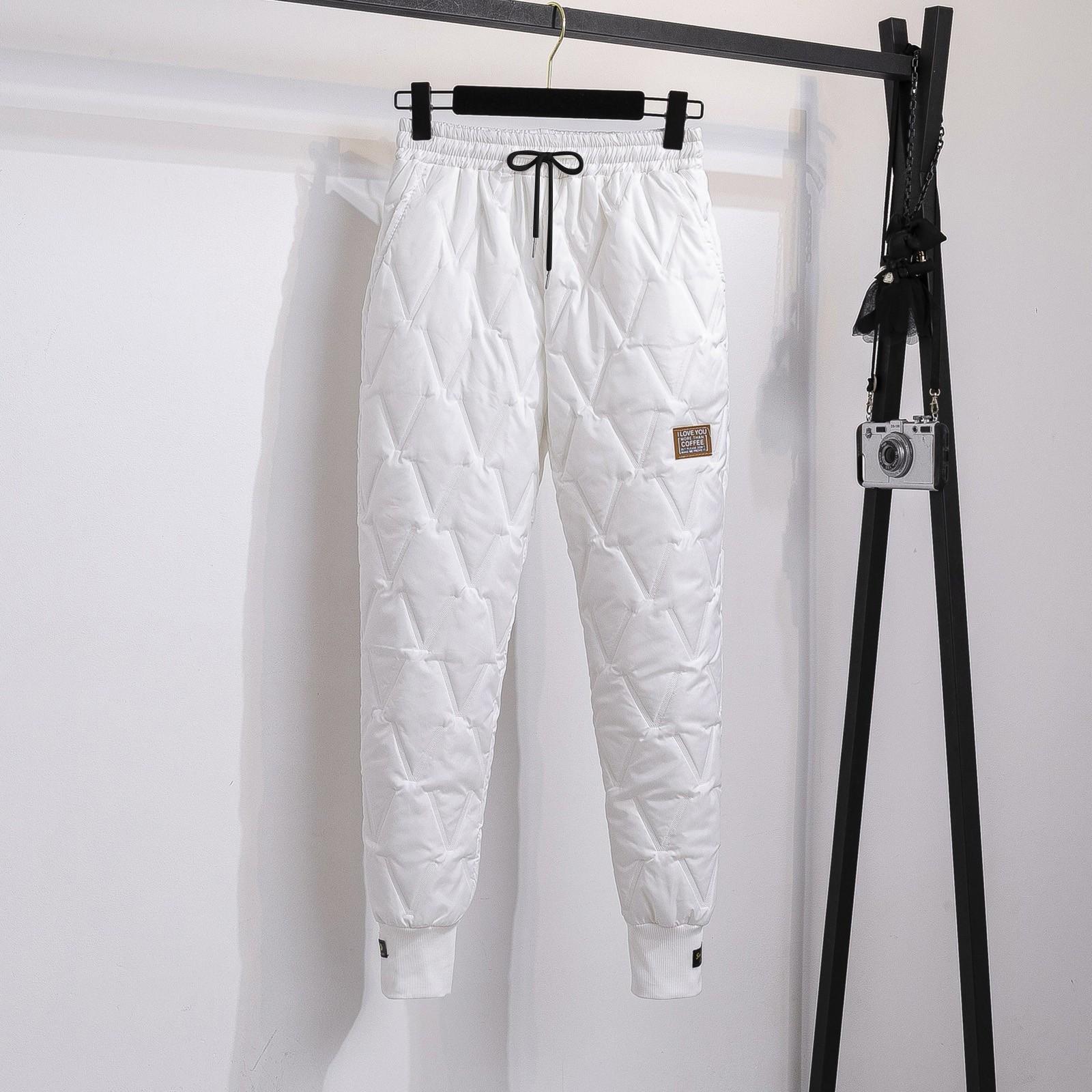 

Женские хлопковые брюки на осень и зиму, утолщенные теплые и свободные брюки для бега M белый