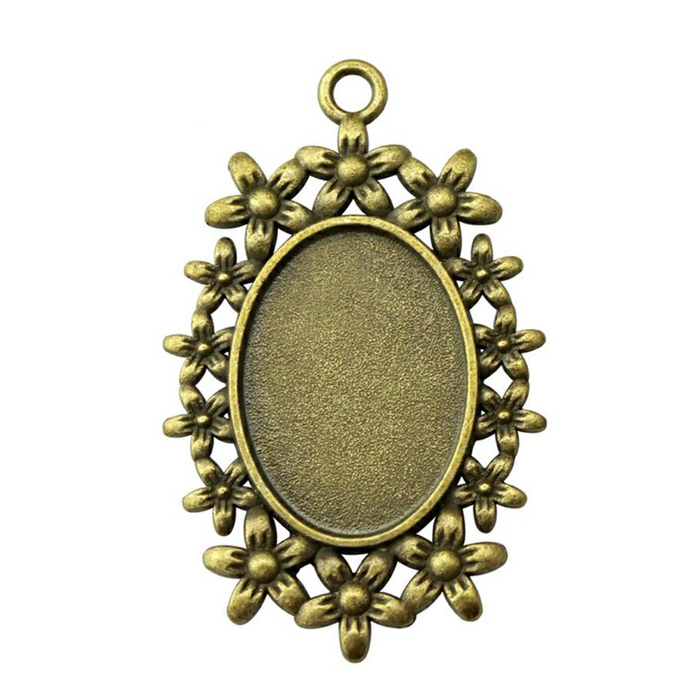10pcs 18x25mm Inner Size Vintage Antique Bronze Color Cameo Cabochon Base Setting Charms Pendant Necklace Findings
