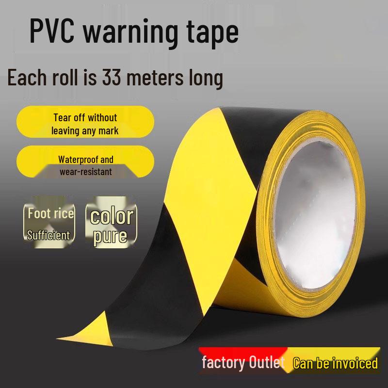 Black and Yellow Zebra Stripe PVC Warning Tape for Floor Marking