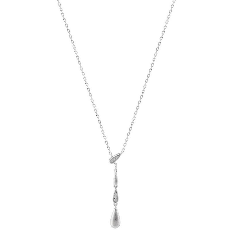 

Waterdrop Fine Chain Pendant Necklace for Women, Featuring Delicate Fringes, Luxurious and High-end Brushed Style At The Collarbone.