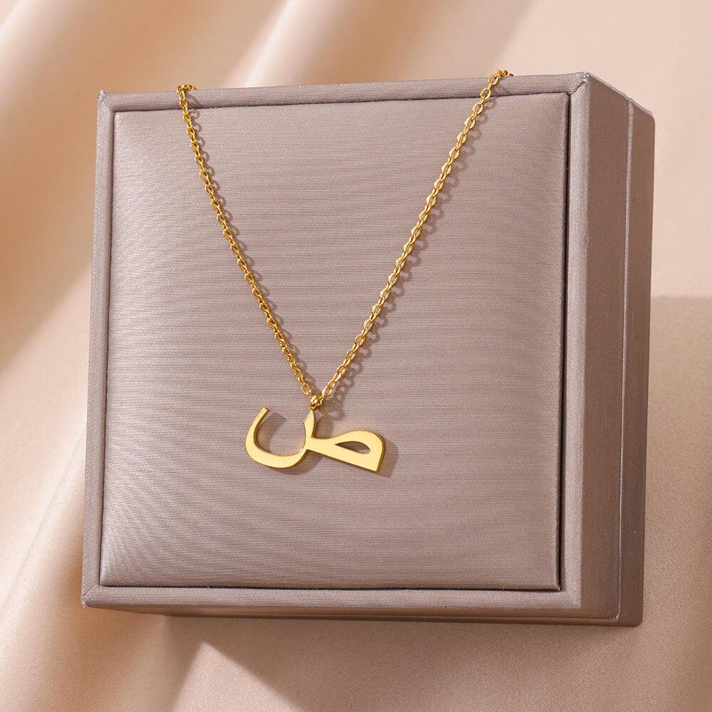 Náhrdelník z nerezové oceli s arabským písmenem pro ženy, zlatá barva, přívěsek s abecedou, choker, řetízek na klíční kost, trendy šperk, dárek