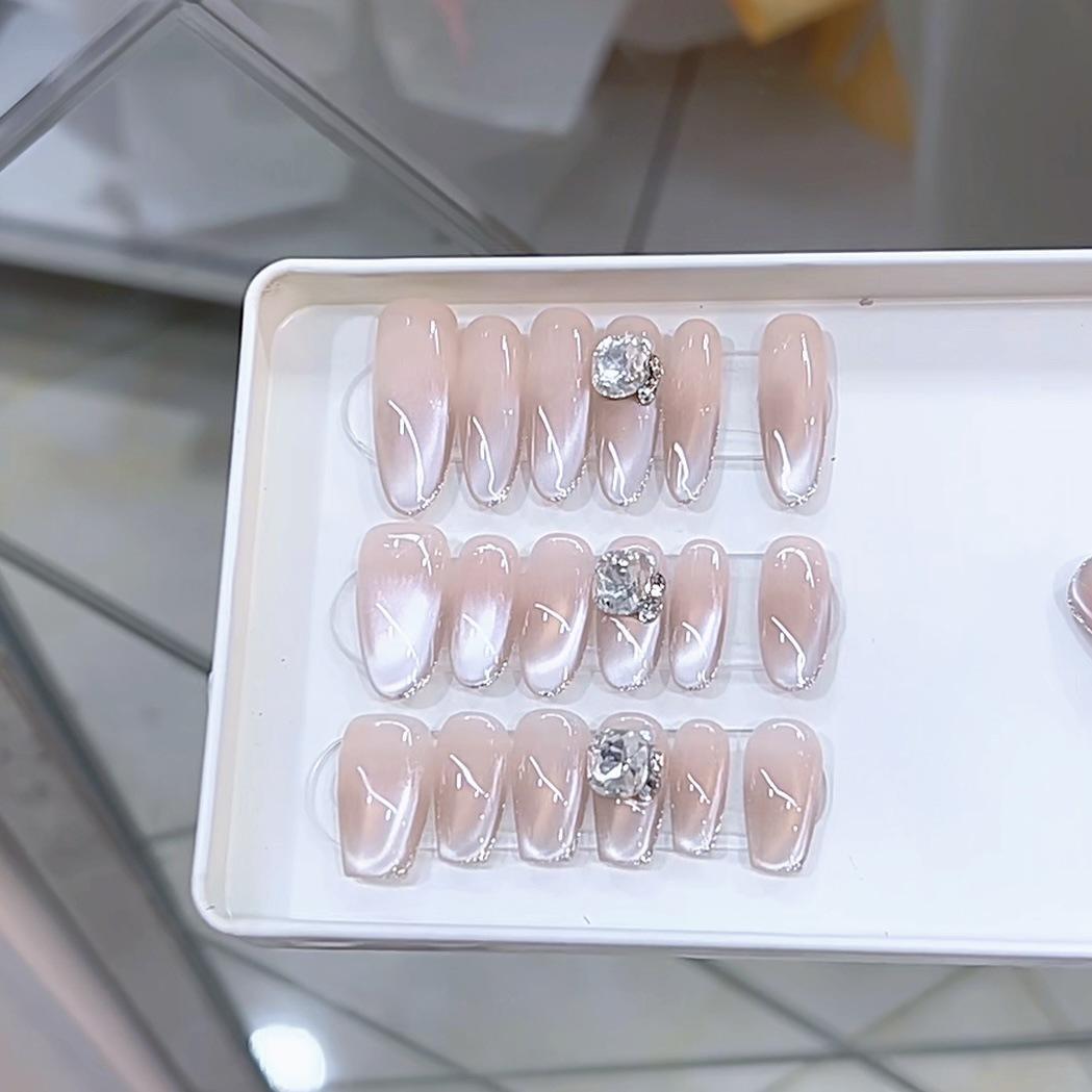 

Ручная работа, 12 штук, весенне-летний новый стиль в доспехах, высококлассный темперамент, длинный патч для дизайна ногтей «кошачий глаз» large L