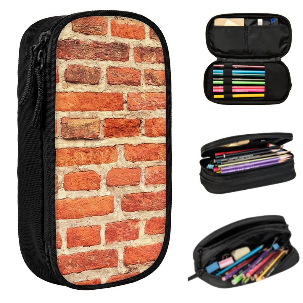 The Red Brick Wall Pencil Case for Kids School Pen Box Pencil Bag Stationery Supplies Pen Holder Bag