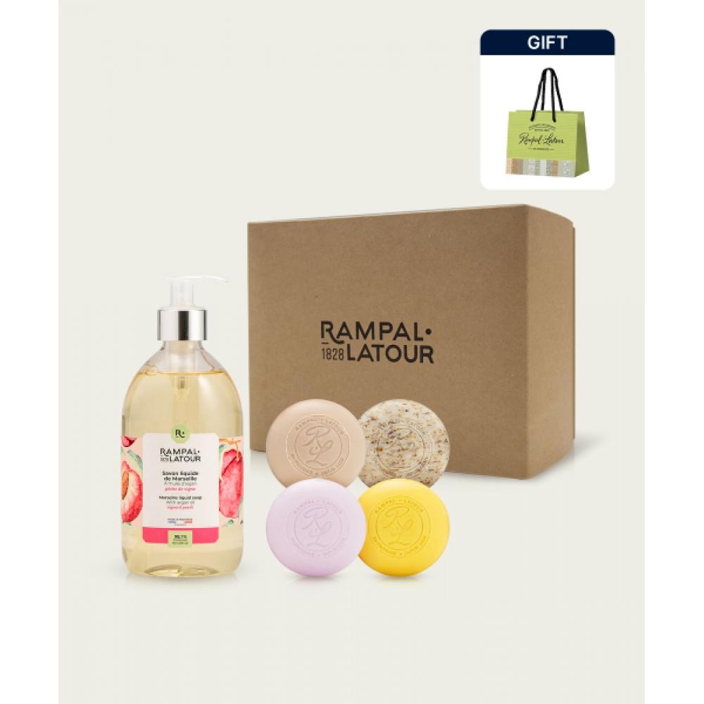 Rampal Latour Gift Set 5 Types Liquid Long Soap Peach FREE