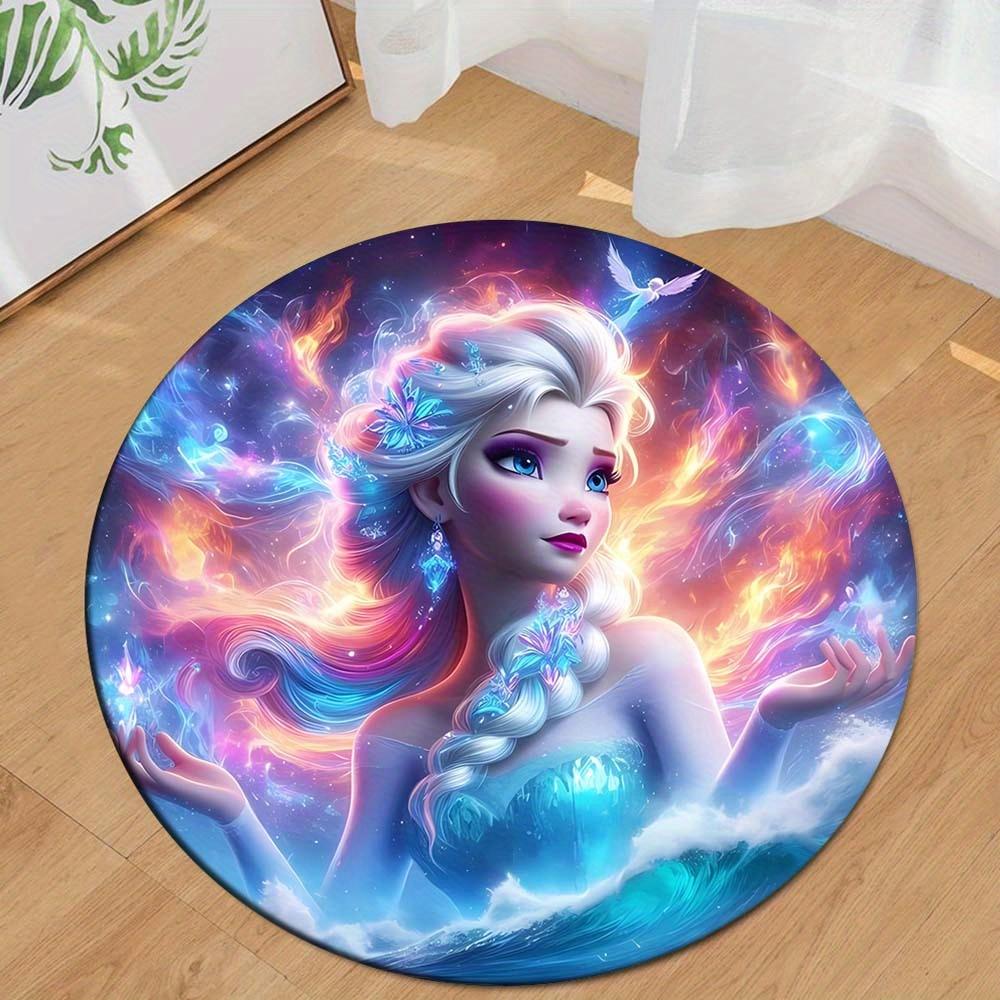 

1pc Frozen Elsa Round Area Rug , Playroom Bedroom Living Room Indoor Decor Rug , Perfect for Leisure Areas , Bedside , Cloakroom , and Outdo 80cm/31.5in