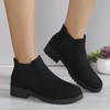 Women Winter Shoes Cow Suede Ankle Boots Chelsea Boots Chunky Boots Black Female Autumn Fashion Platform Booties Beige