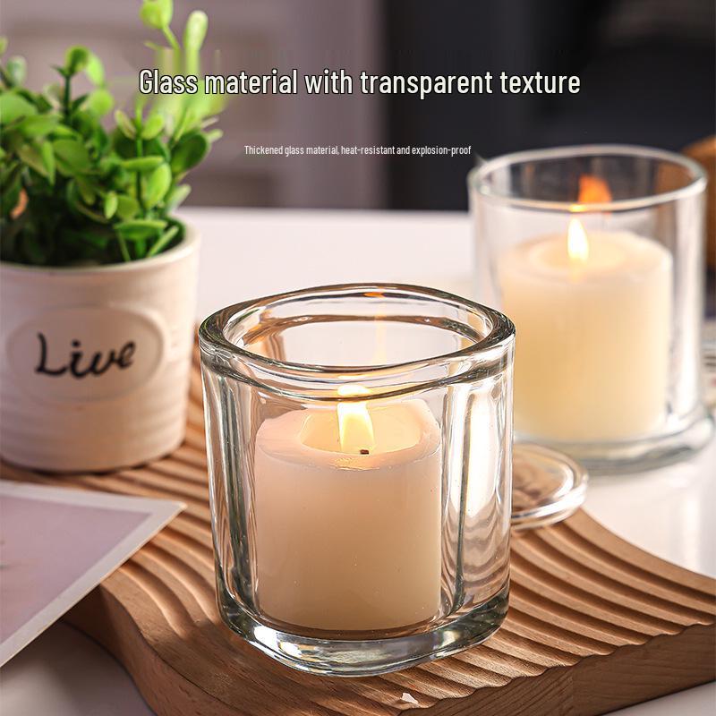 Transparent Glass Cloche Candle Holder with Lid - Aromatic Diffuser Cover for Flameless Candles