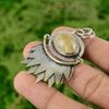Daughters Day Sale Golden Rutile Gemstone Boho Pendant Jewelry Sterling Silver