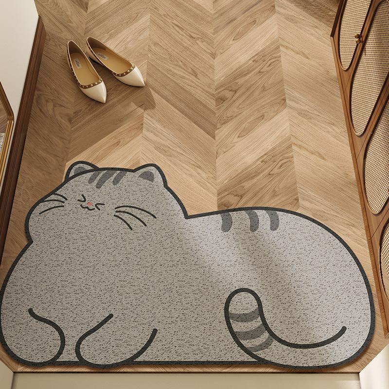 Anti-slip Animal Pattern Bathroom Rugs Microfiber Large Folding Stone Diatomite Bath Mat 400MMx600MM