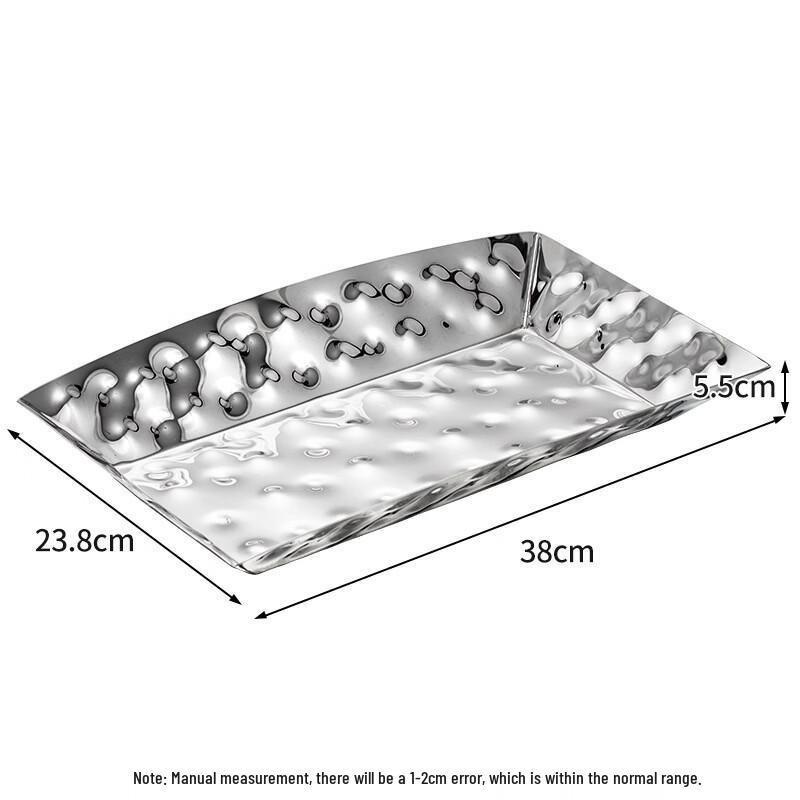 Handon Rectangular Hammered Stainless Steel Fruit Plate