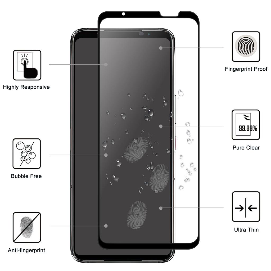 For Asus ROG Phone 7 5G Full Glue Phone Screen Protector Black Edge AGC Glass Anti-explosion Film
