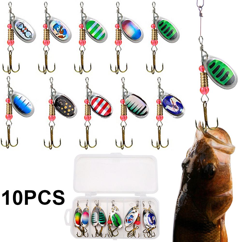 

10Pcs Spinner Bait Fishing Spoon Lure 360 Degree Rotating Hard Metal Lures Artificial Bass Bait for Freshwater Seawater spain