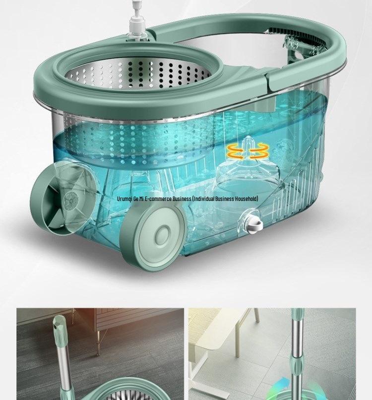 360° Spin-Dry Hand-Free Mop with Absorbent Cloth and Single Bucket