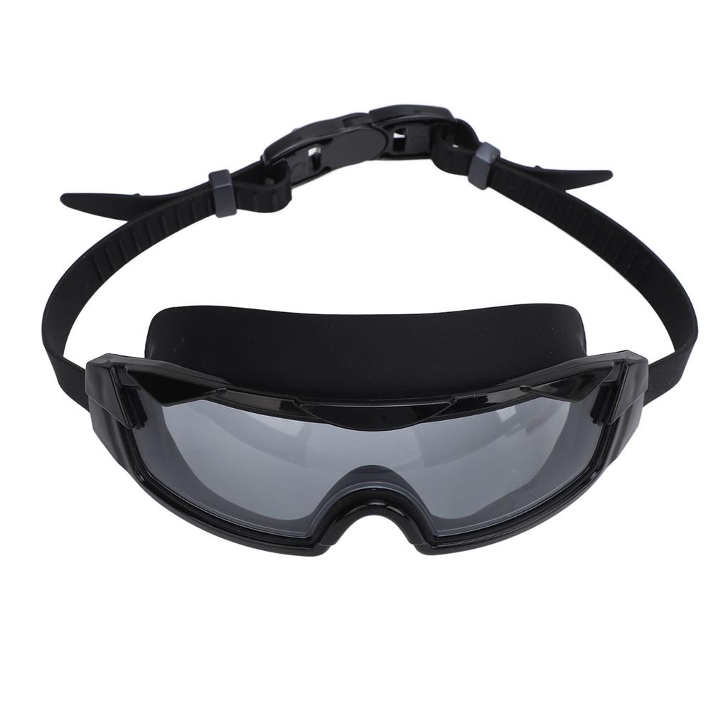 Swim Goggles with Earplugs PC Silicone Clear Lens Wide View Anti Fog Swimming Goggles for Adults Men Women Black