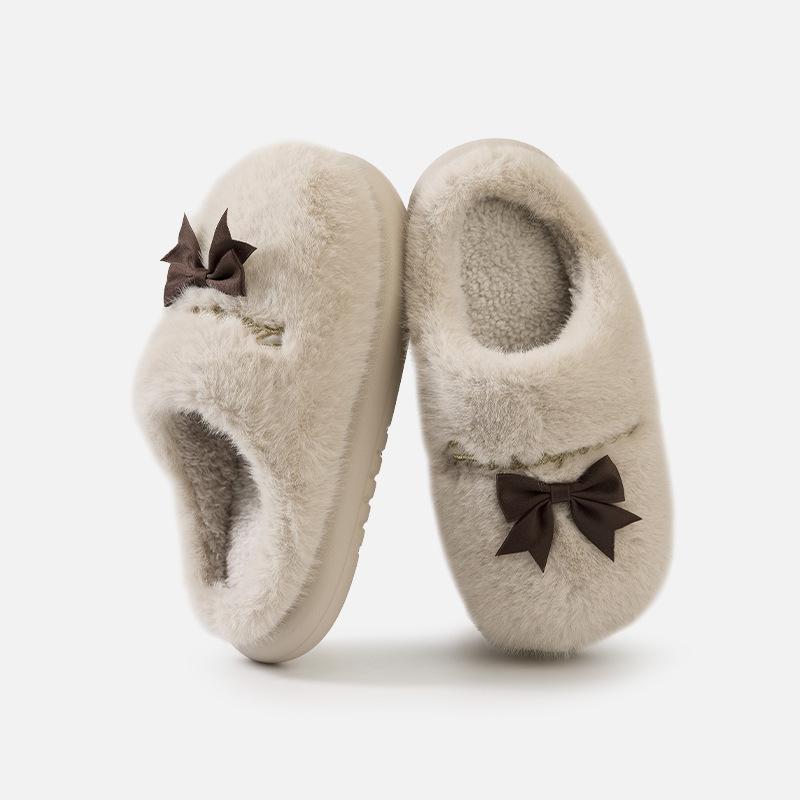 Plush Shoes, Simple Indoor Anti-slip and Warm, Thickened Cotton Slippers with Added Fleece
