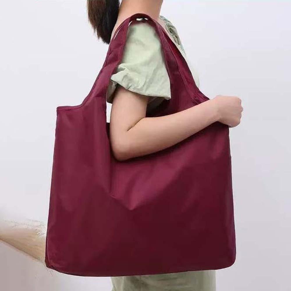 Multi-functional Folding Shopping Pouch Large Capacity Solid Color Shoulder Bag  Bag Hangings