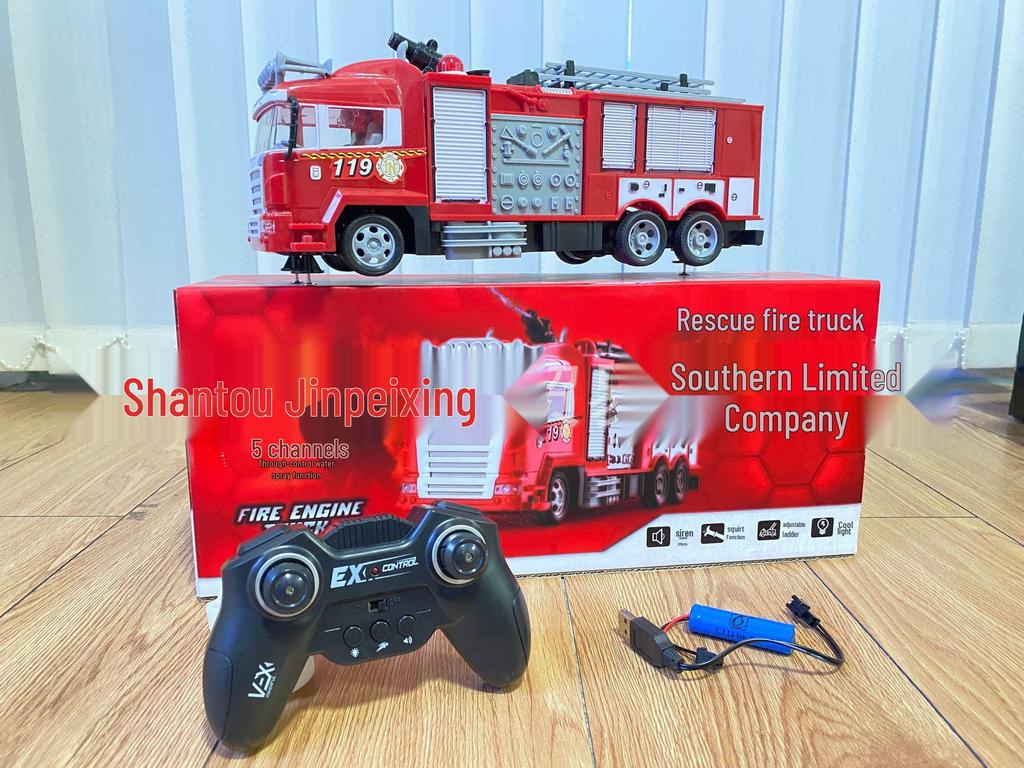 Remote Control Fire Truck Toy with Sound, Lights, and Water Spraying Feature
