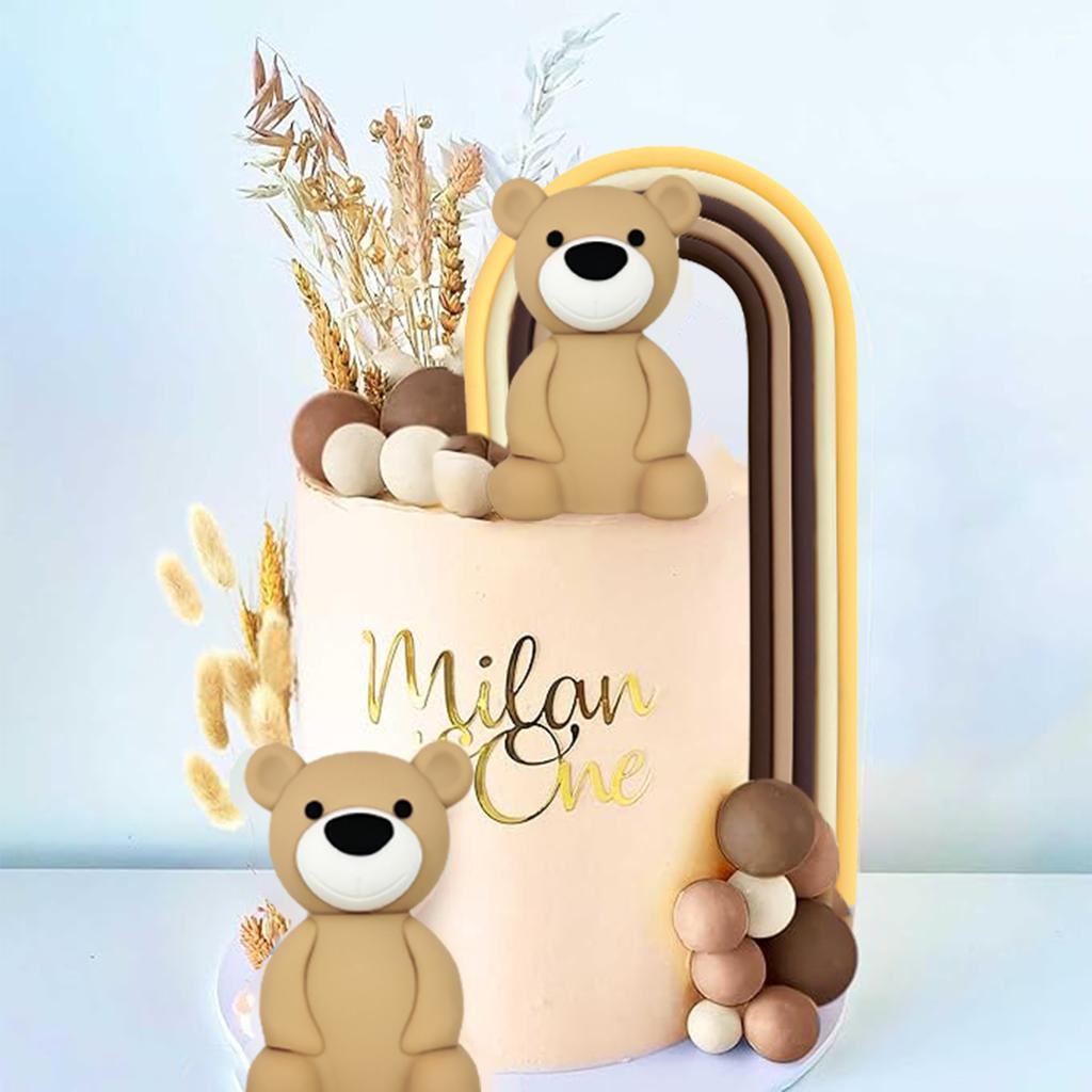 Braunbär Kuchendekoration Beige Braune Kugeln Tortenaufsatz Boho Bären Kuchendekoration Babyparty Geburtstagskuchen Dekoration