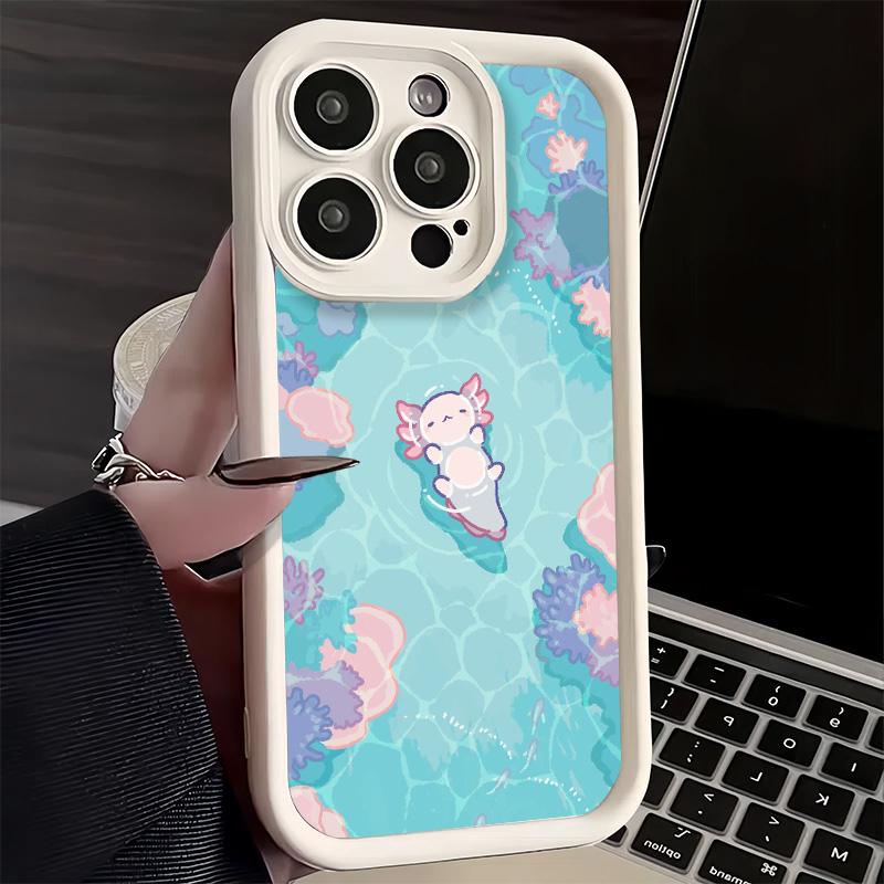 Phone Case for iPhone 17 Air 16E 15 16 Pro Max Axolotl Cartoon Cute Cover 14 Plus 13 12 Mini Soft Shell Silicone Fundas