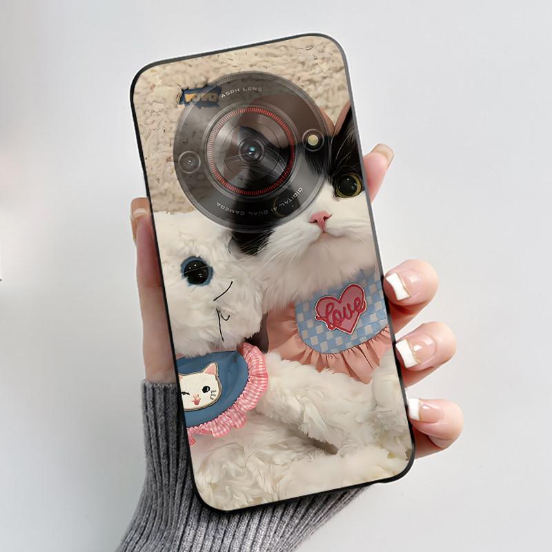 Cute Cartoon Case For ZTE Blade A75 5G/Nubia Focus 5G/Nubia Calf 5G Printing Shell Protective Cover Soft Silicone Black Casing