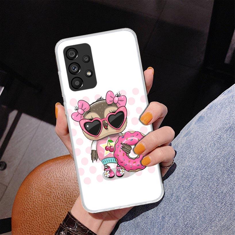 Cute Owl Hearts Lover Phone Case For Samsung Galaxy A17 A16 A15 A14 A13 A57 A56 A55 A54 A53 A37 A36 A35 A34 A33 A26 A25 A24 A23
