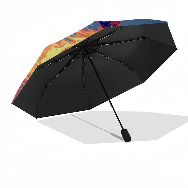 Soccer Ball, Flame Effect- Automatic Umbrella, Four Seasons Portable Folding Umbrella, Suitable for Men and Women, Travel, Daily Compact Umb