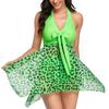 Women's Fashion Sexy Summer Printed Mesh Skirt Split Women's Bikini Swimsuit